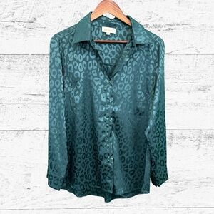 Vanilla Bay Green Button Down Shirt Top